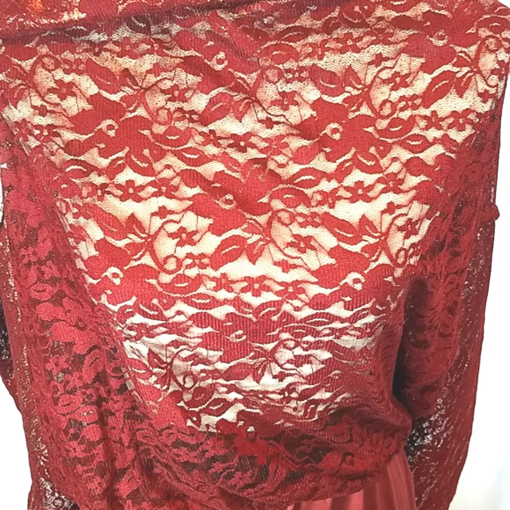 LuLaRoe Women's Gradient Wide Elastic Band Burgandy to Silver Lace Skirt Size XL